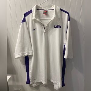 Nike White and Purple LSU Performance Polo